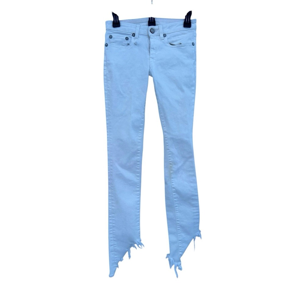 R13 Kate Skinny Angled Hem Jeans White Size 24 ASO Italy FLAW